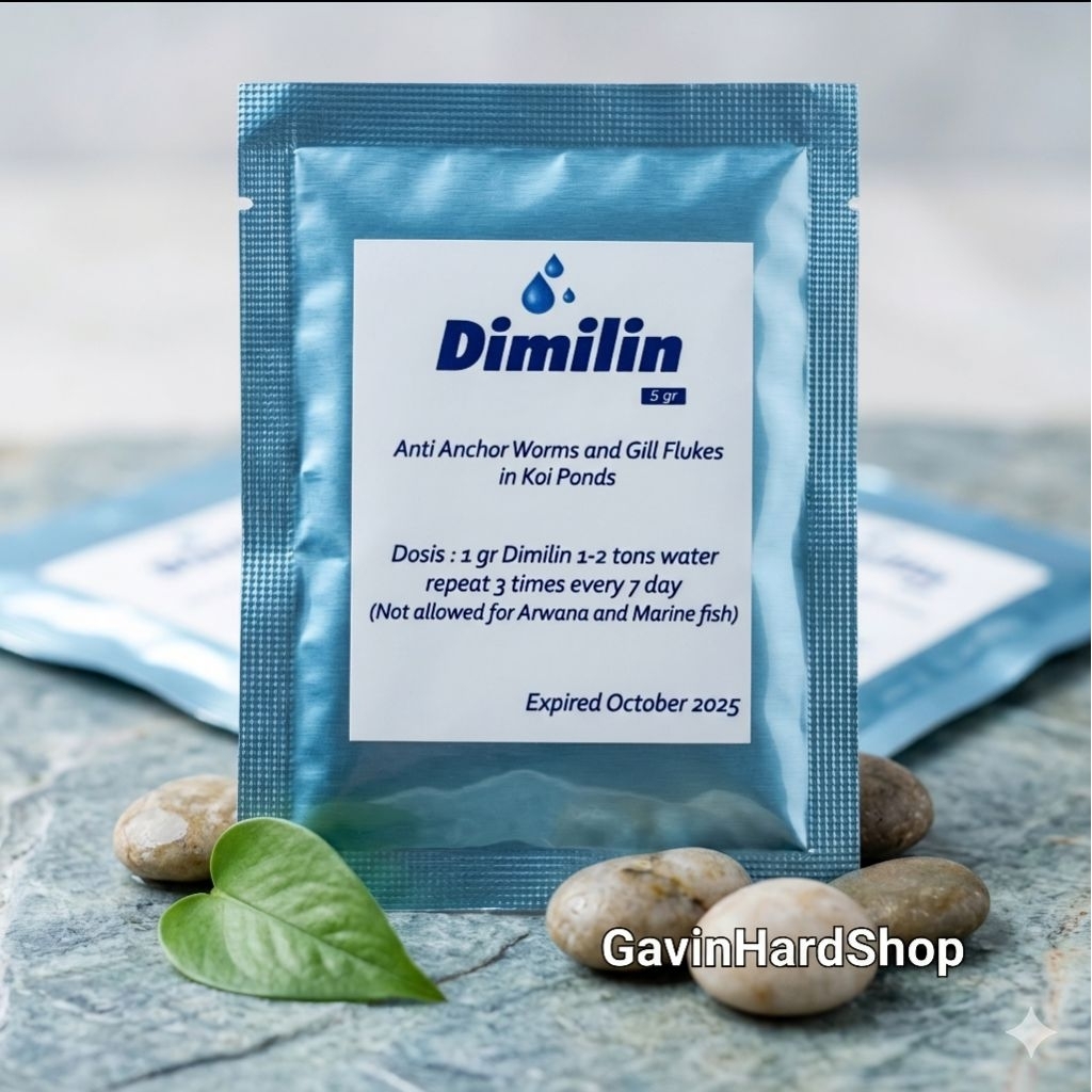 Dimilin putih obat ikan anti kutu jarum parasit ikan koi koki 5 gr kemasan aluminium foil