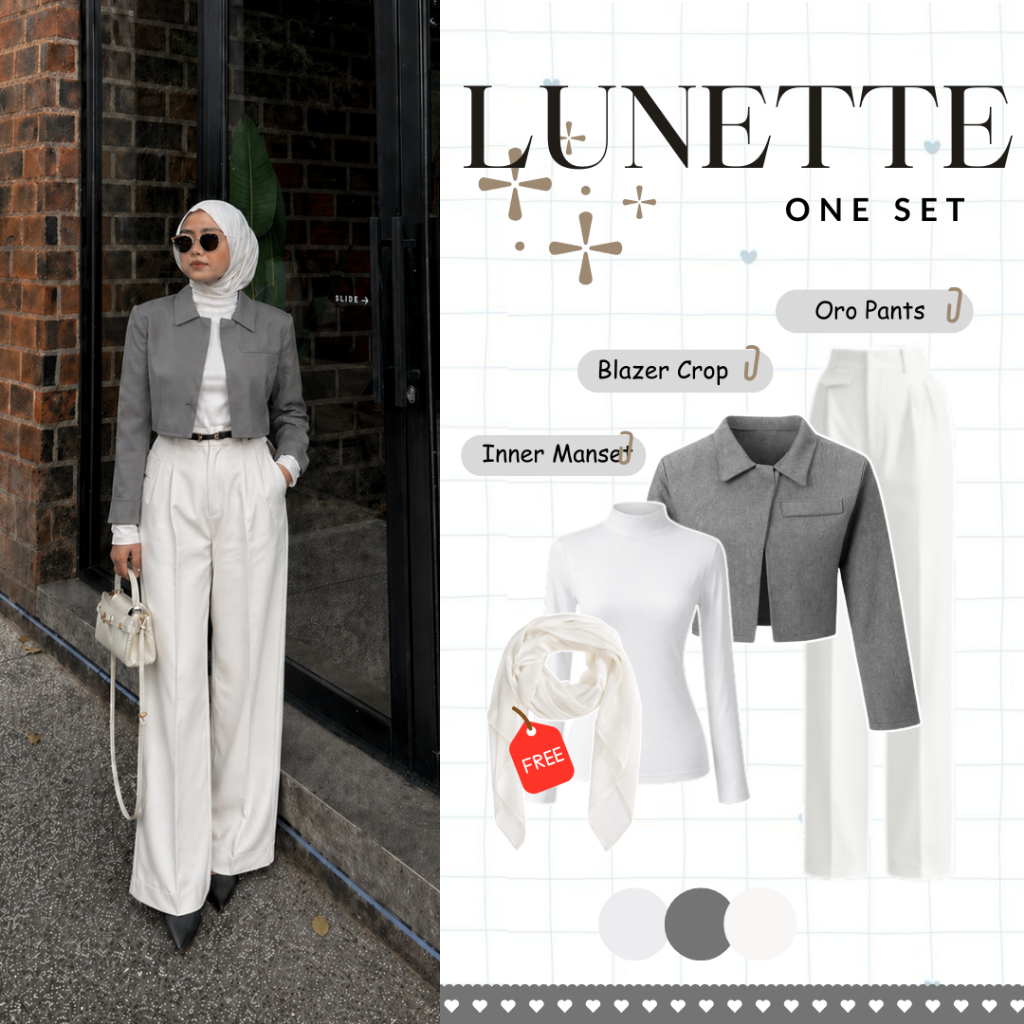LUNETTE One Set 4In1 Outfit Blazer Hijab | Bella Square + Blazer + Inner Manset + Oro Pants | - WR19