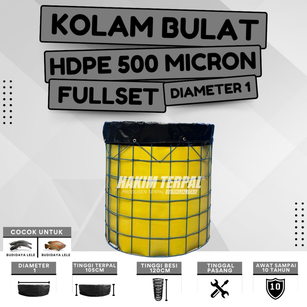 Kolam bulat D1 fullset hdpe 500 mikron kolam ikan bioflok budidaya