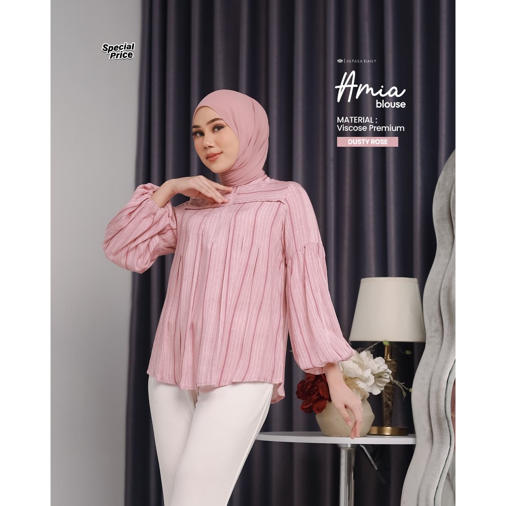 BAJU MUSLIM ATASAN MOTIF PREMIUM AMIA BLOUSE - ALFASA DAILY
