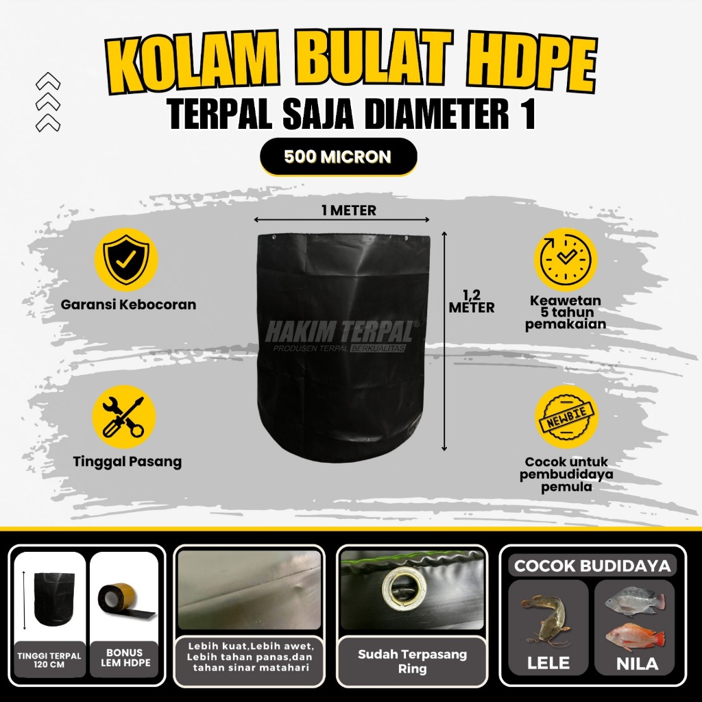 kolam bulat D1 hdpe 500 mikron geomembran terpal saja kolam bioflok