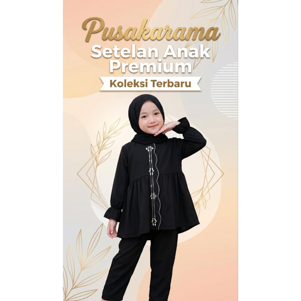 setelan baju tunik anak tanggung lucu terbaru,warna hitam, size M untuk umur 7-8thn