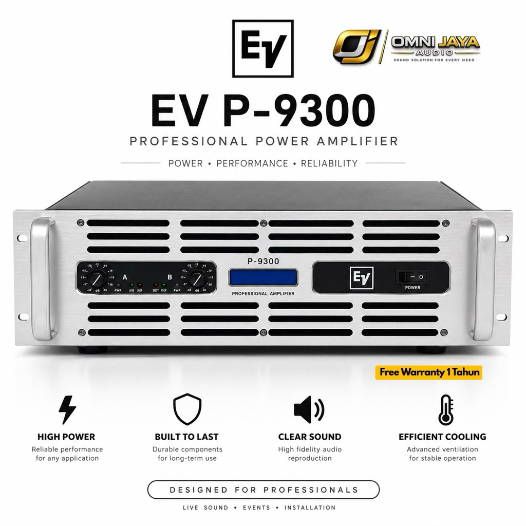 Power Amplifier EV P-9300 Class H 2 Channel High Power