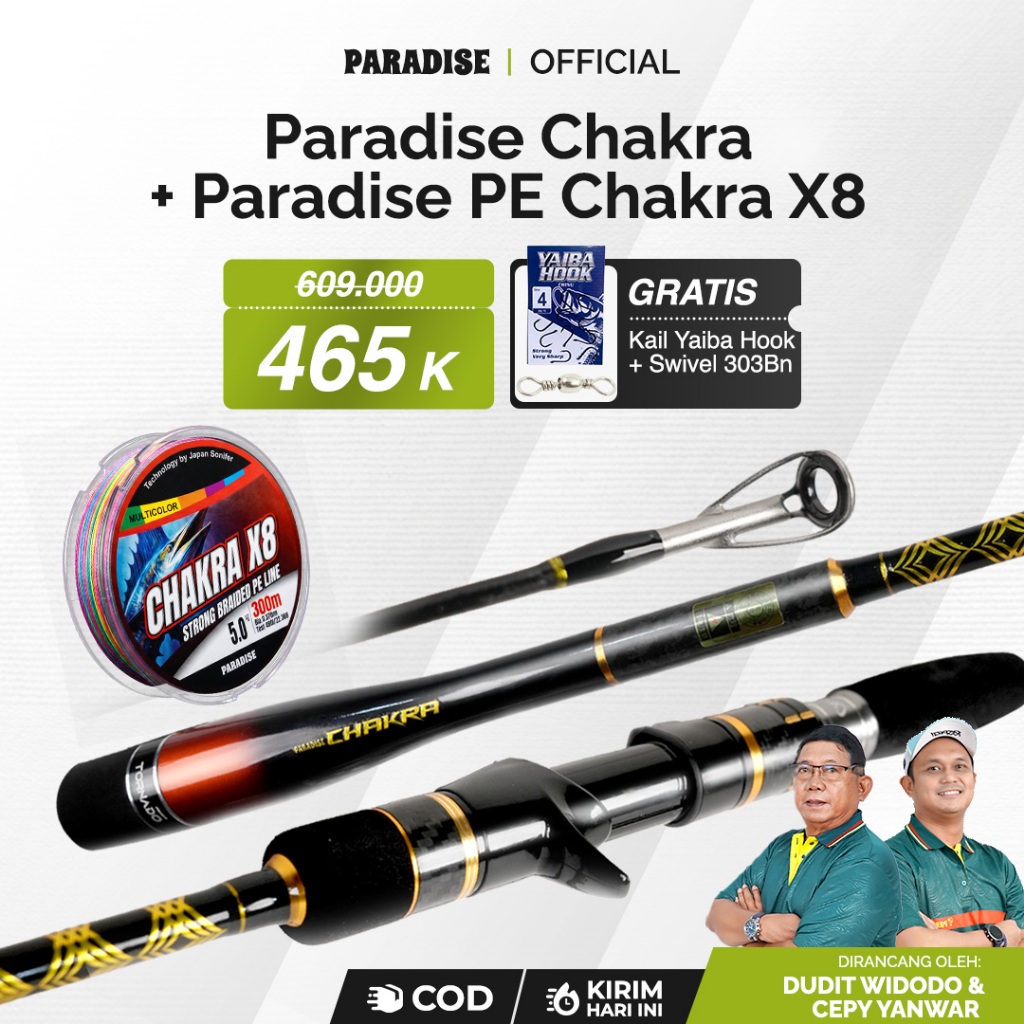 Paradise - Bundling Joran Paradise Chakra + PE Chakra [Free Yaiba Hook + Swivel] High Response Solid