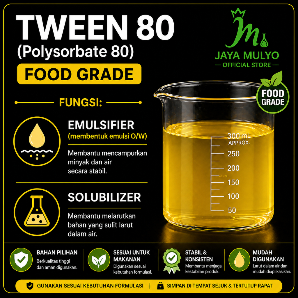 Tween 80 Food Grade 1 kg/ Polysorbate 80 Food Grade – Emulsifier & Stabilizer Berkualitas