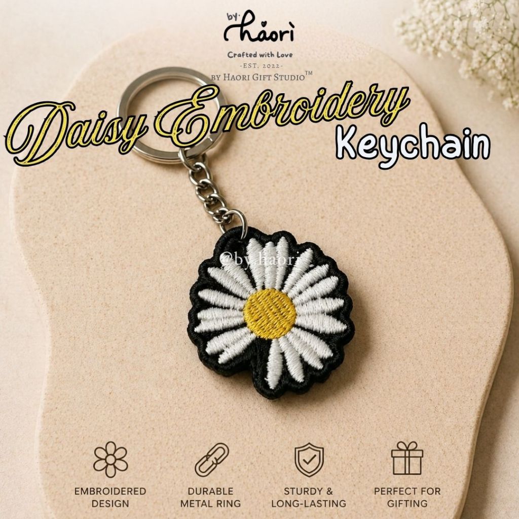 Daisy Embroidery Keychain Phone Strap Bordir Daisy Peace minus one Peaceminusone Gantungan Kunci HP