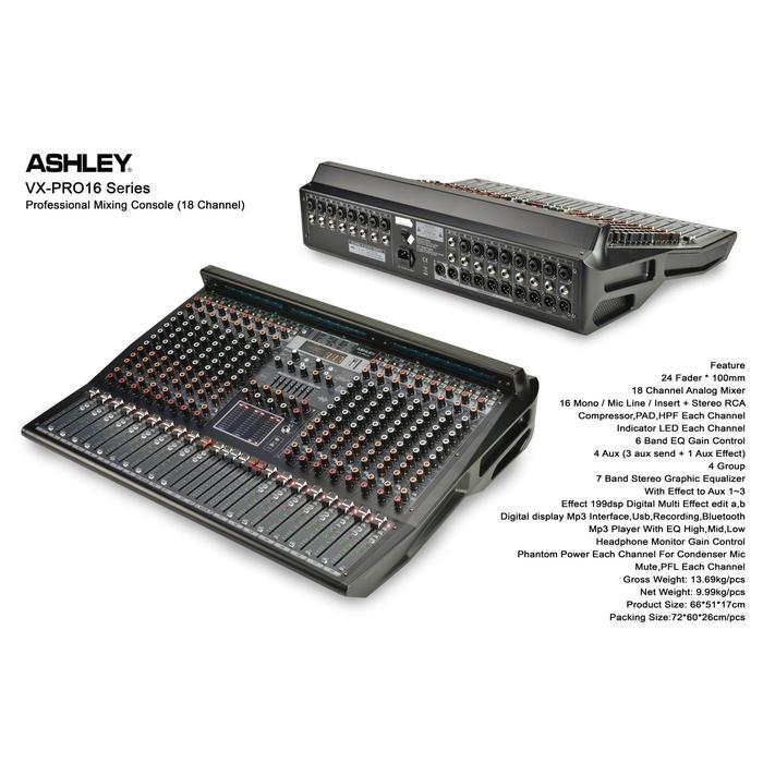 MIXER AUDIO ASHLEY 16 CHANNEL  VXPRO16 VX PRO 16 VXPRO 16 VX PRO16 ORIGINAL GARANSI RESMI 1 TAHUN