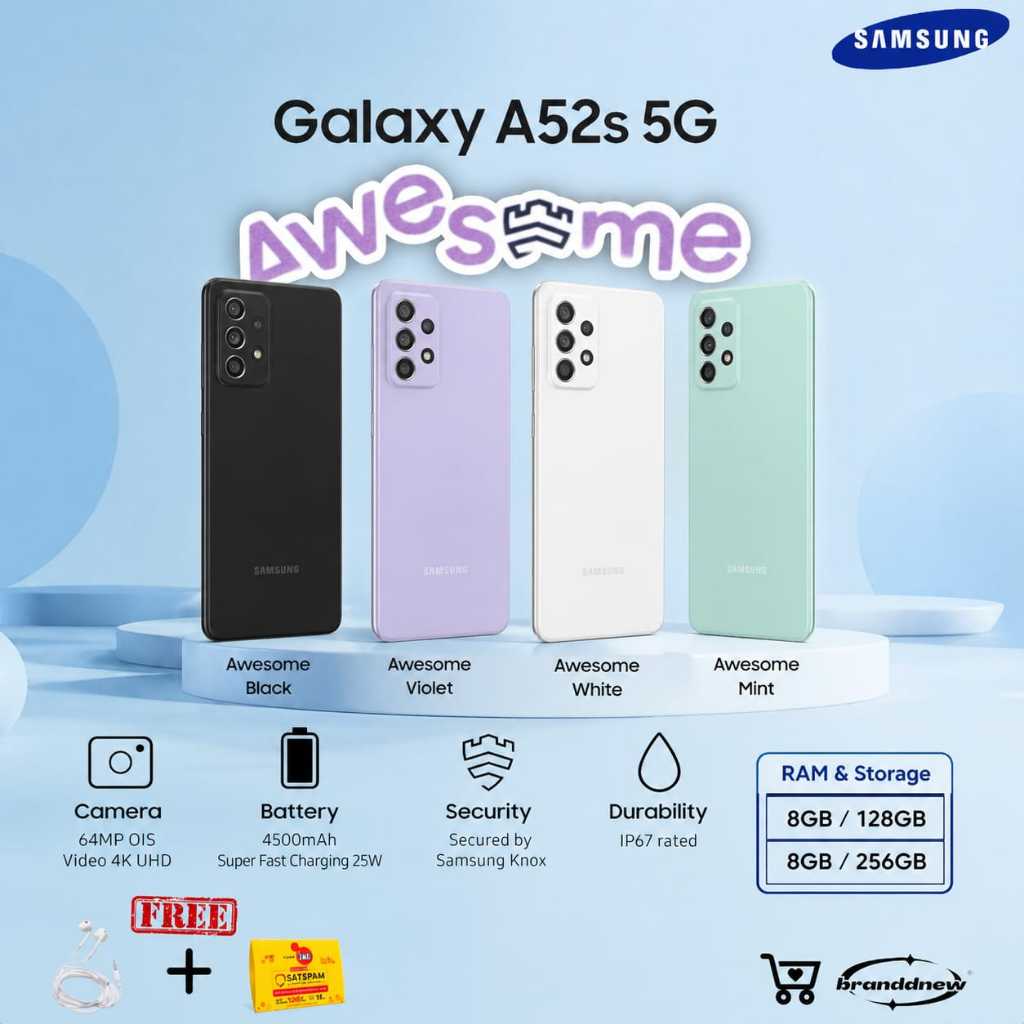 HP SAMSUNG A52s 5G 8GB/256GB GARANSI RESMI DAN EXTRA BONUS