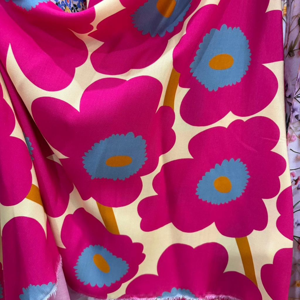 kain katun rayon viscose premium motif bunga besar