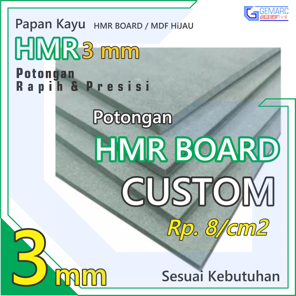 HMR 3mm / MDF Hijau CUSTOM