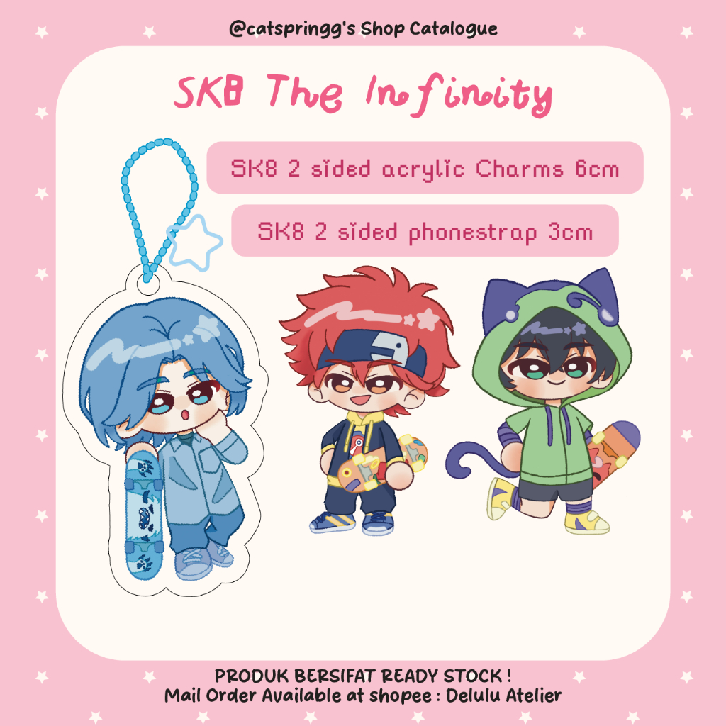 {Catspringg} SK8 The Infinity Langa, Reki, Miya Chinen Keychain Charm 6cm & Phonestrap 3cm |gantunga