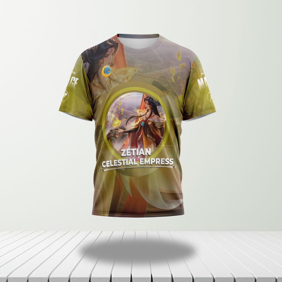 Baju Kaos Tshirt Dewasa Pria Wanita Karakter Game Hero ML ZETIAN Full Printing Free Custom