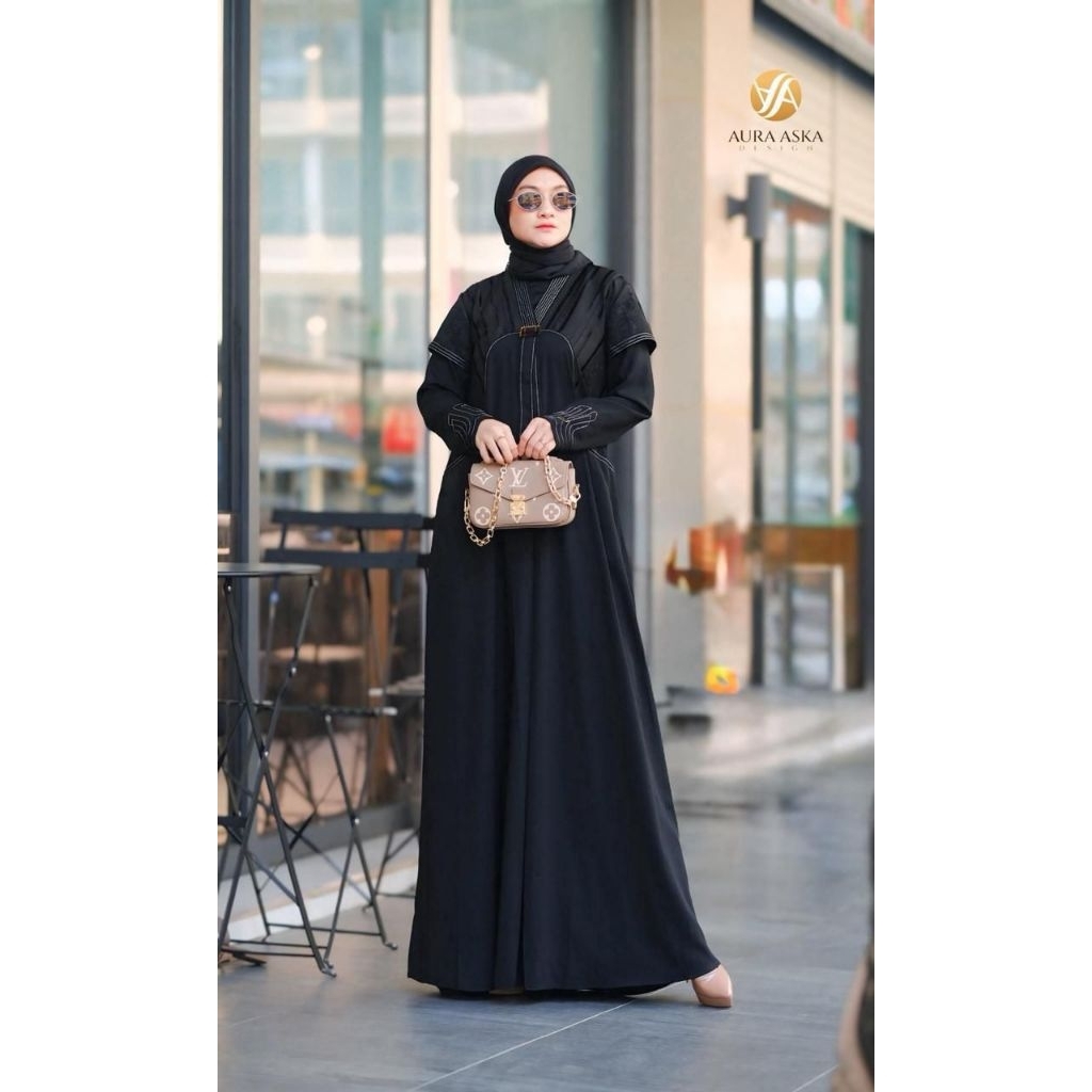 Mahalini Dress Aura Aska Design Terbaru //Gamis Viral Aura Aska Terlaris//Gamis Jetblack Aura Aska//