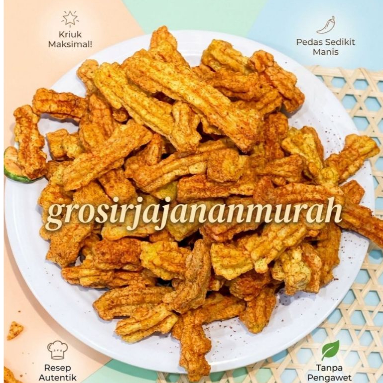 KERUPUK JADUL JAAT PEDAS / KERUPUK AKAR PEDAS / JAJANAN PEDAS / SNACK GURIH