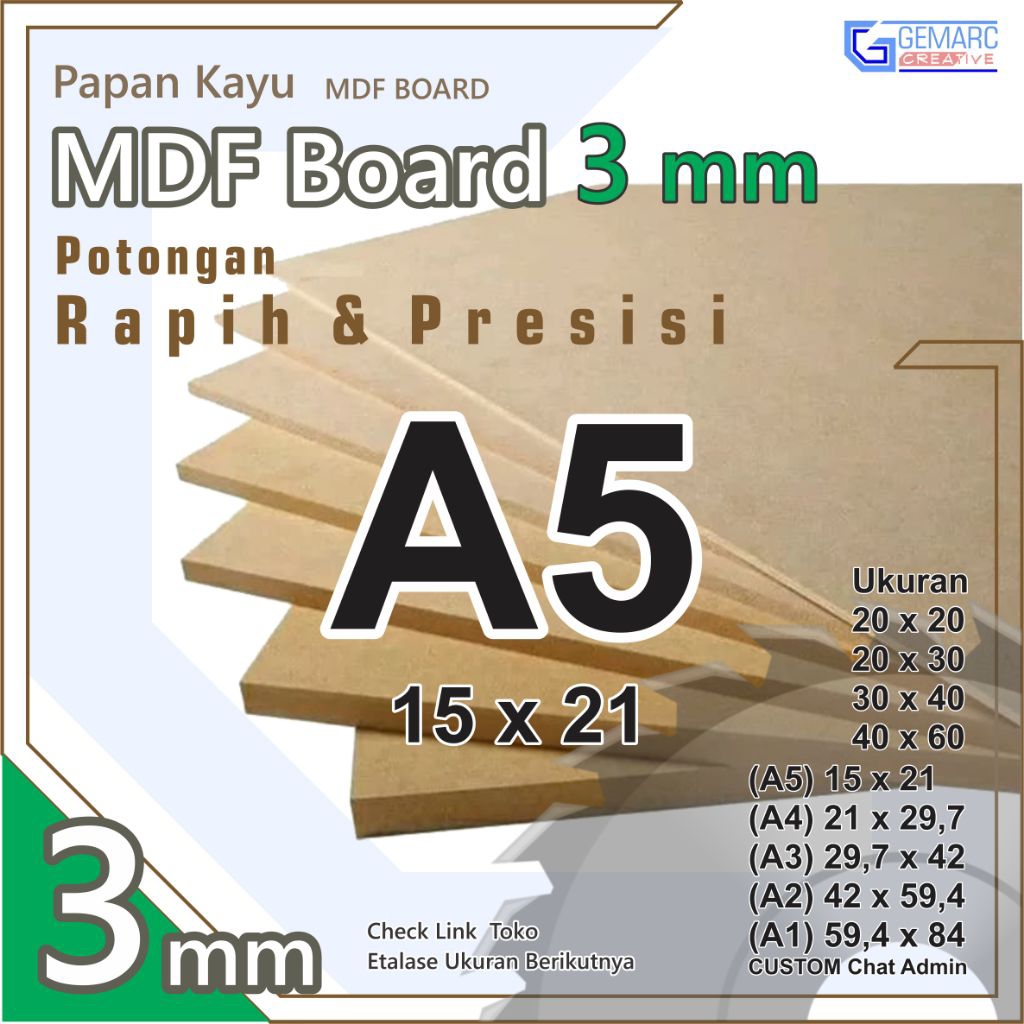 Mdf A5 - Mdf 3mm Ukuran A5