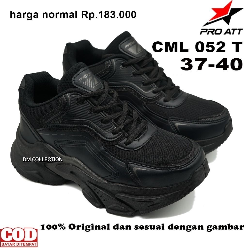 Sepatu PRO ATT hitam tali size 37-40 | sepatu sekolah anak perempuan | Sepatu Casual Wanita PRO ATT 