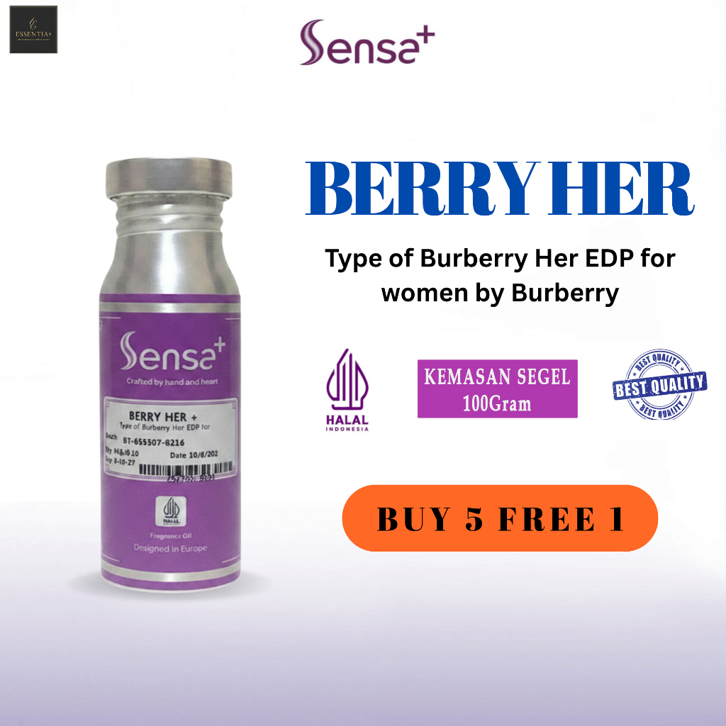 Parfum Bibit Non Alkohol Sensa+ Berry Her Kemasan Pabrik Segel 100gr Type of Burberry Her EDP