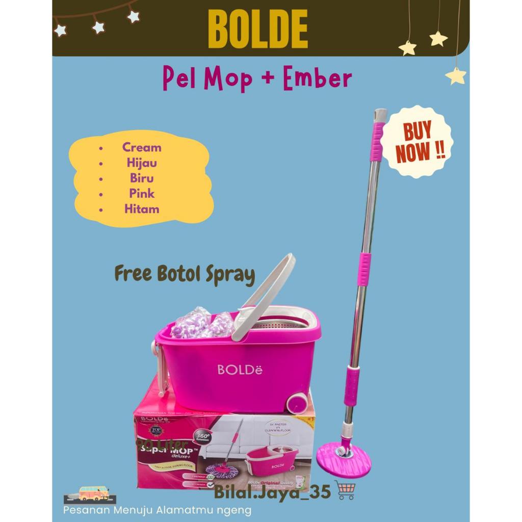 BOLDE - Pel Mop Bolde Spin Putar / Pel Lantai Ember / Pel Mop Lantai / Pel Bulat Pel Putar Gagang Cl