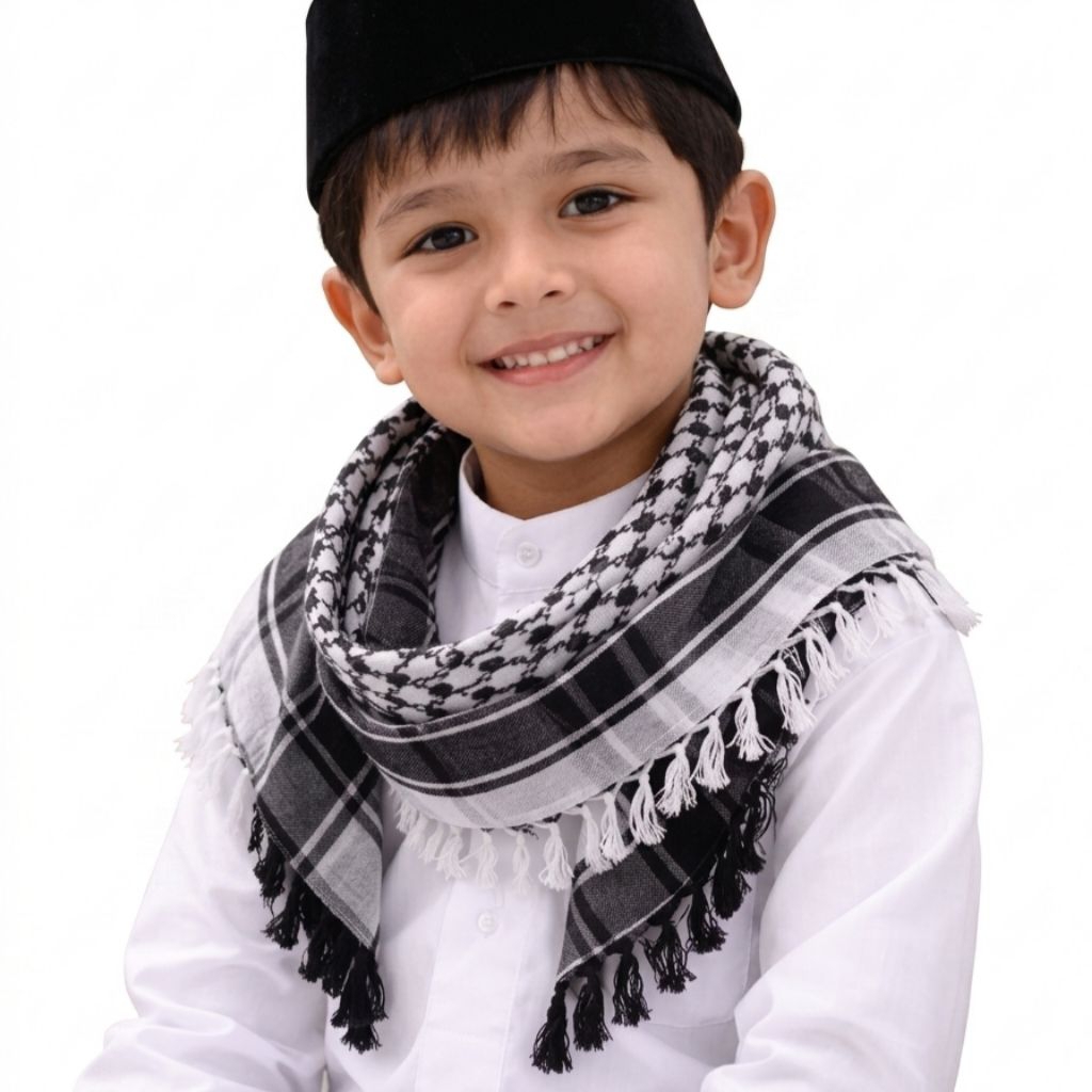 Sorban Shemagh Arab Rumbai Premium Anak- Nyaman, Adem, dan Elegan untuk Berbagai Acara