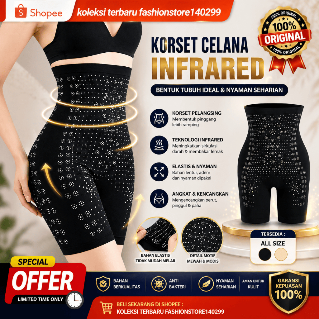 Celana Korset Pelangsing Perut Buncit Pants Infrared 3 in 1 Pelangsing Pengencang Badan Pantat