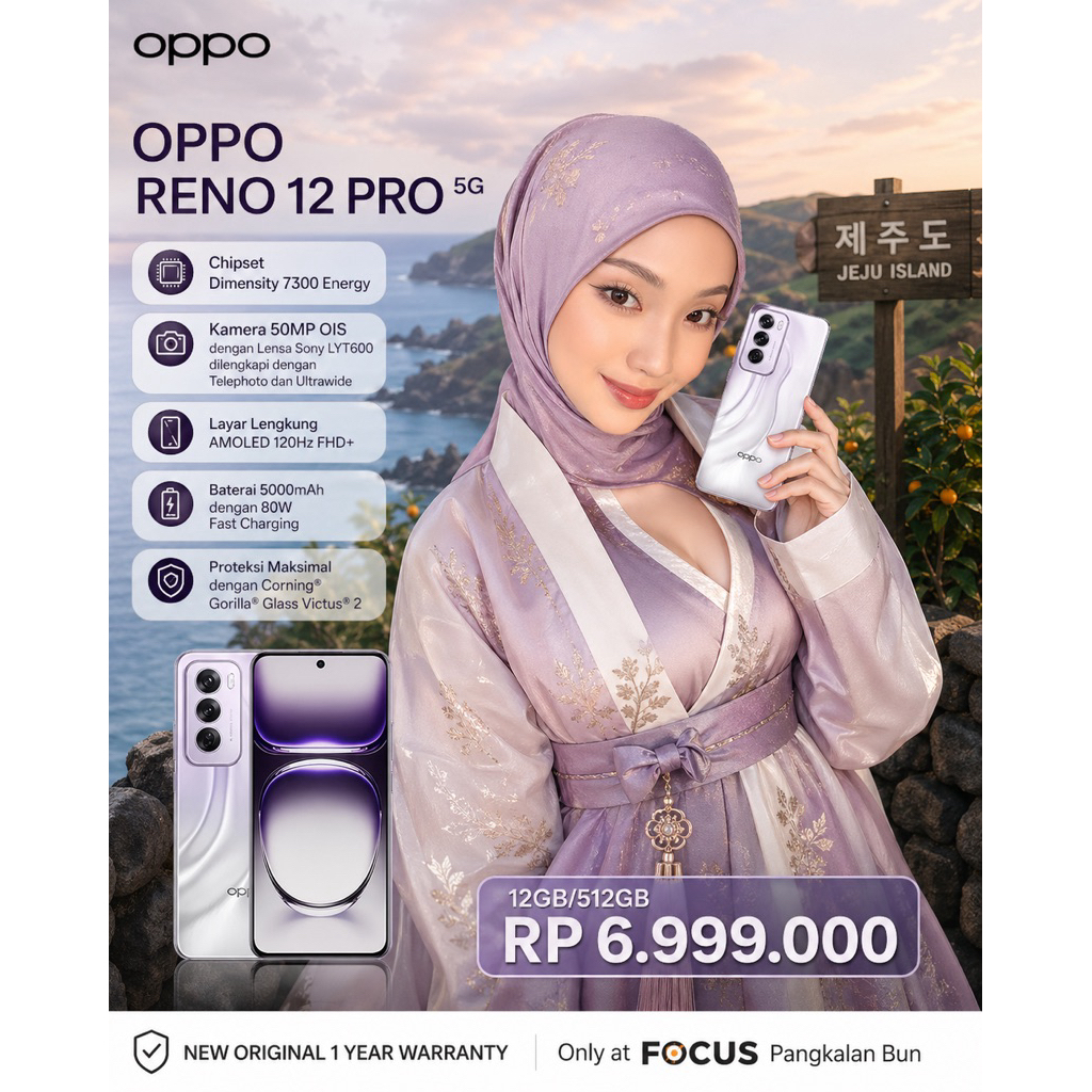 HP BARU OPPO RENO 12 PRO 5G 12/512 12GB 512GB ORIGINAL GARANSI RESMI 1 TAHUN