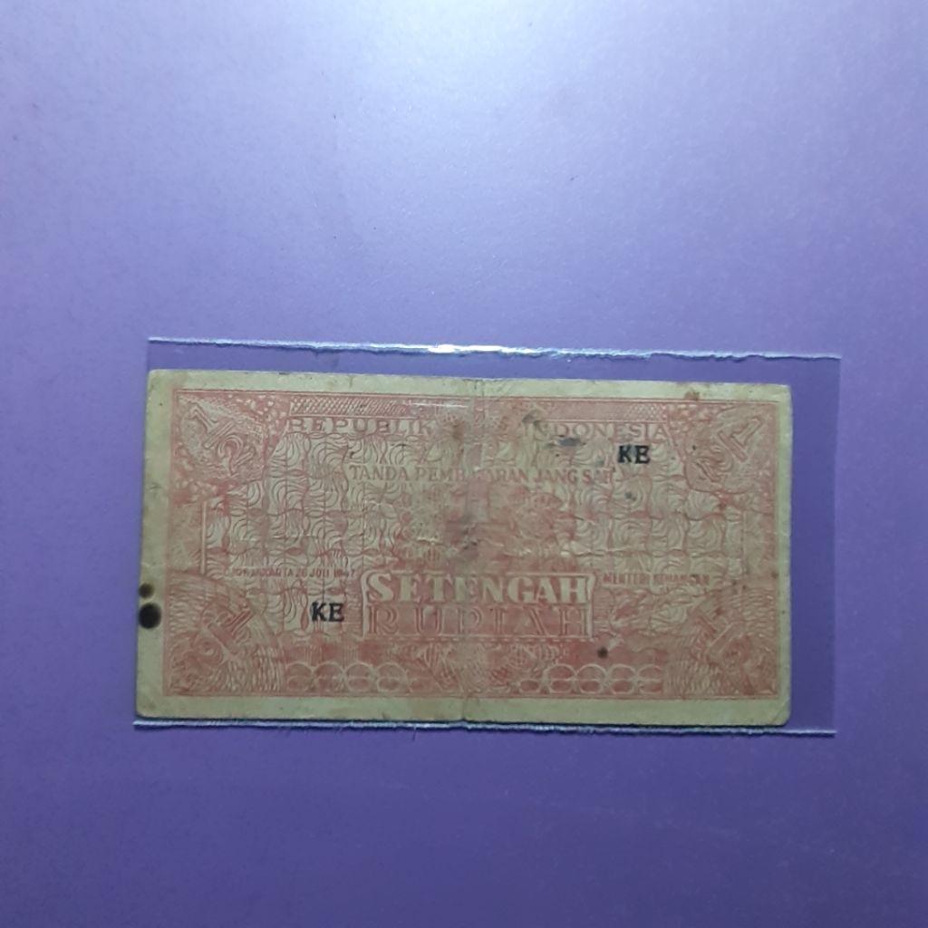 uang kuno setengah rupiah ori tahun 1947