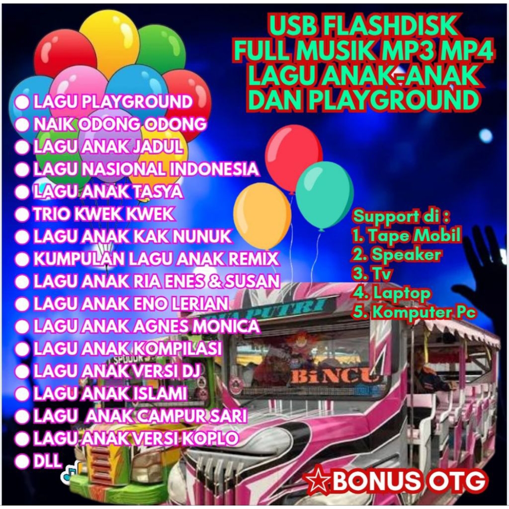 USB FLASHDISK 8 GB MP3 MP4 LAGU ANAK-ANAK DAN PLAYGROUND