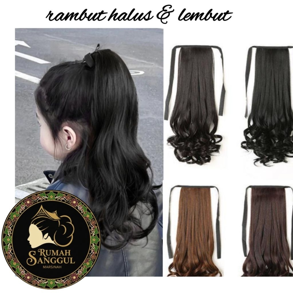 ponytail anak ikat rambut palsu - anak sampai dewasa panjang 40cm - rambut sintetis HD