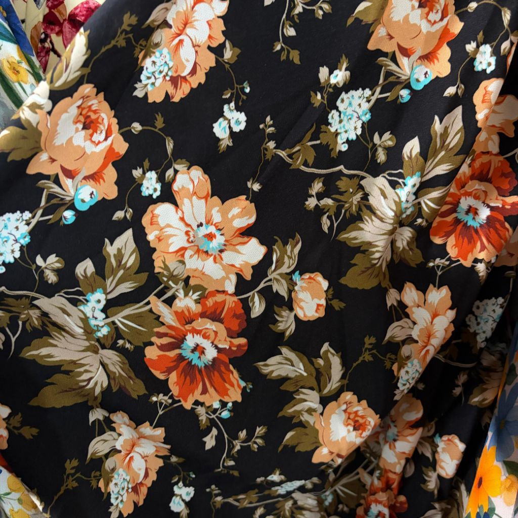 kain katun rayon viscose premium motif bunga besar