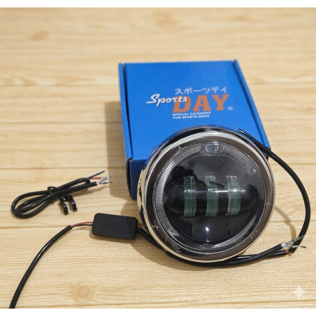 Lampu Depan C70 DAY Headlamp Honda C 70 Angel Eye 4.5 Inch ORIGINAL Ring Putih Klasik Modifikasi LED
