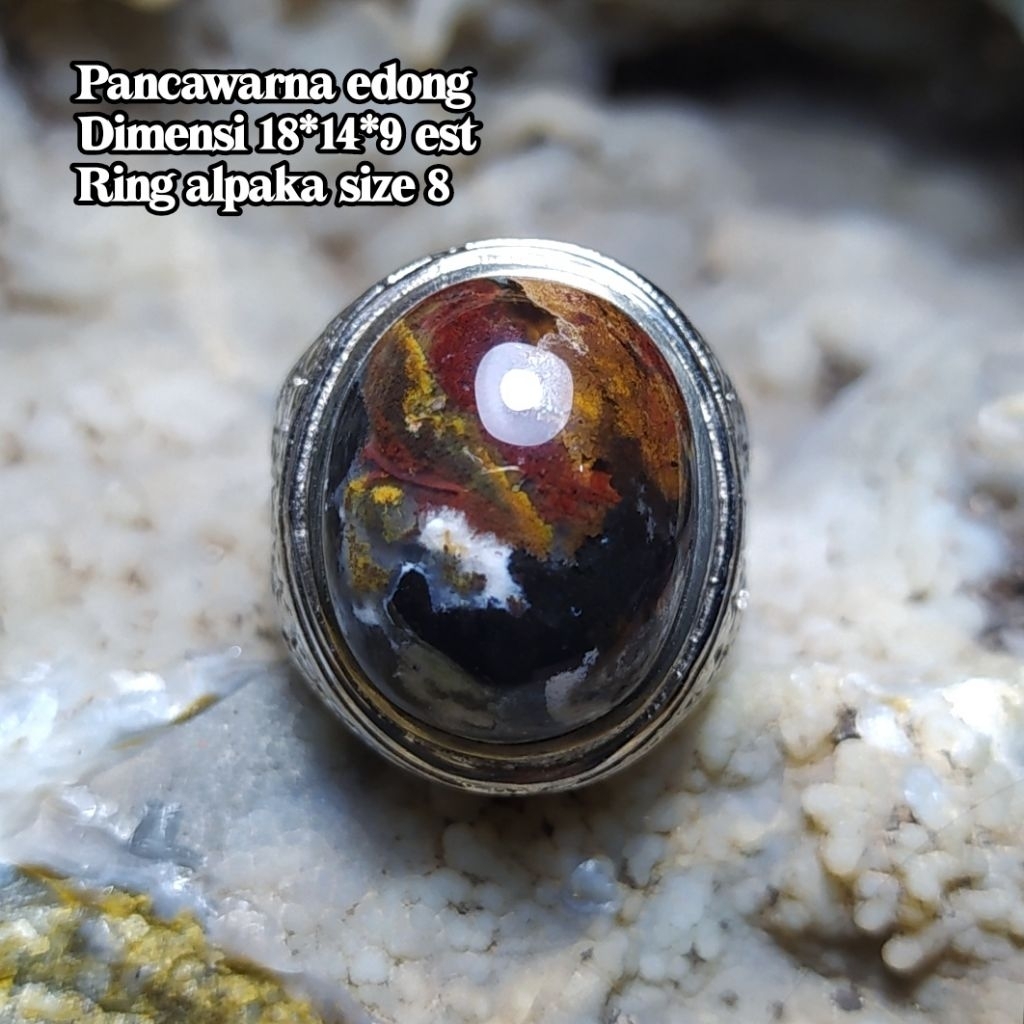 (TERMURAH) Cincin Batu Akik Pancawarna Garut Edong Klasik