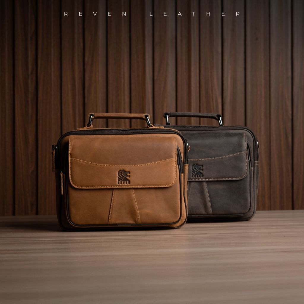 Reven leather BIMA tas kulit slempang pria slingbag kerja dan kuliah kulit asli