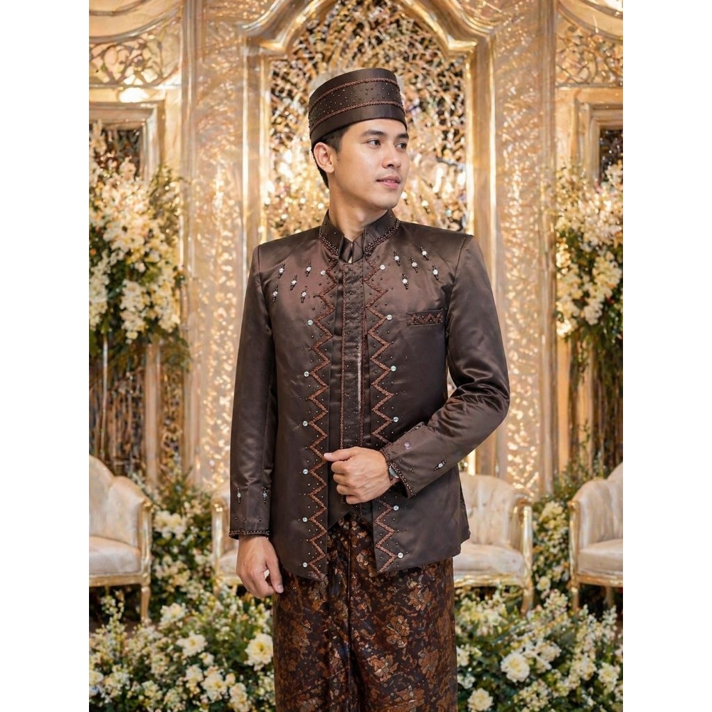 Beskap Pengantin Motif Zig-zag | Beskap Pengantin Pria | Basofi Akad | Baju Akad Pria | Beskap Brida