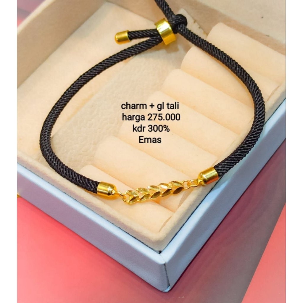 Gelang Daun tali serut emas asli 6k