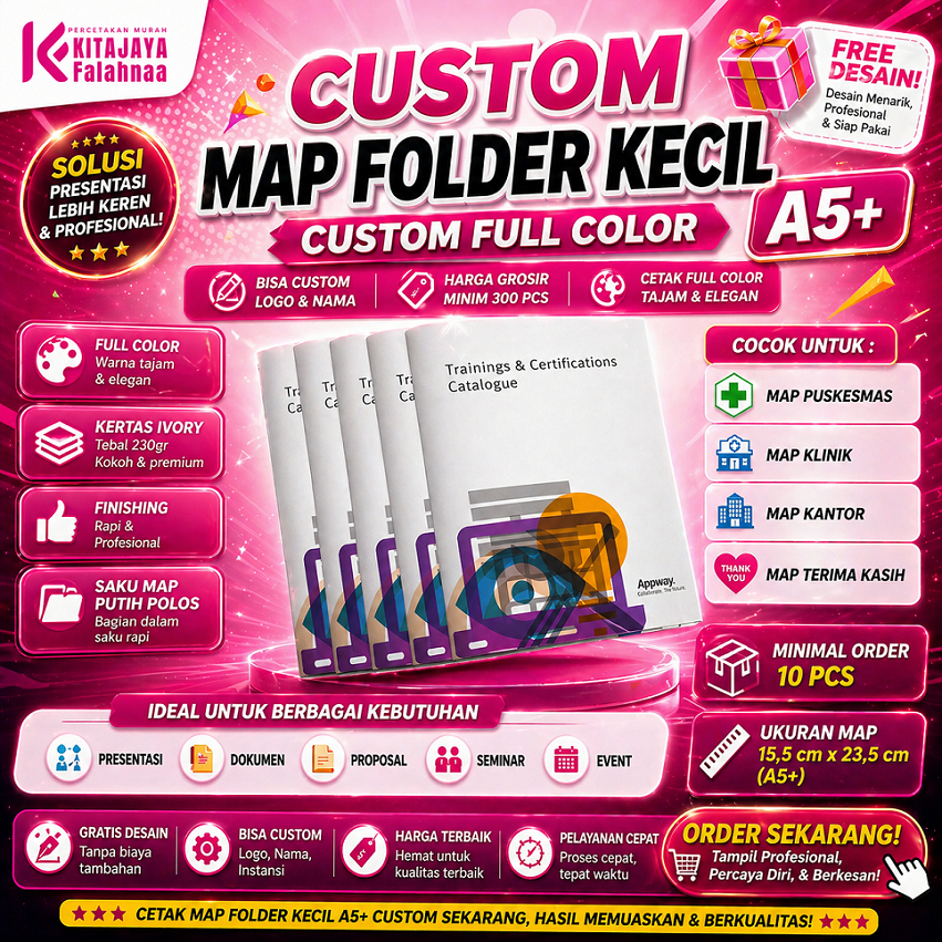 MAP Folder Kecil A5 CUSTOM / Map Puskesmas / Map Klinik/ Map Kantor / Map Terima Kasih