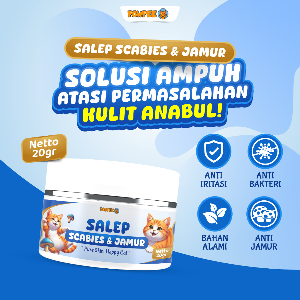 SALEP ANTI SCABIES JAMUR KUCING AMAN TERJILAT (GRATIS VITAMIN)  OBAT SCABIES JAMUR IRITASI KULIT ANA