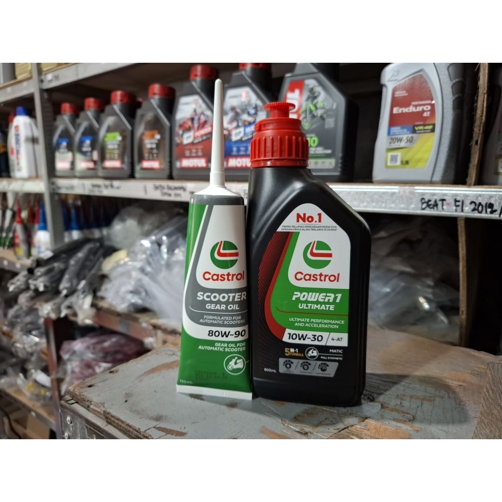 PAKET Oli Castrol POWER 1 ULTIMATE + Oli Gear 10w/30+120ml Oli Mesin Castrol Power 1 matic