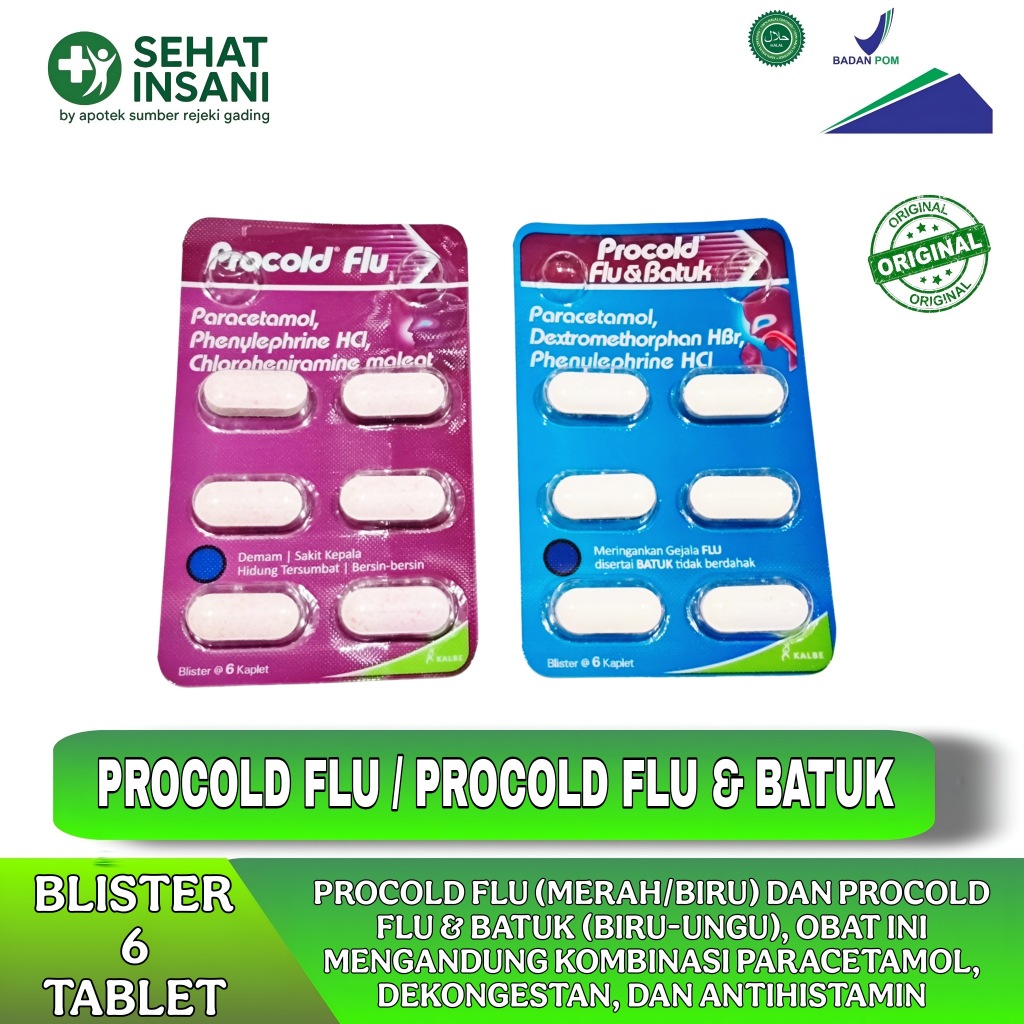 PROCOLD FLU dan PROCOLD FLU & BATUK STRIP 6 kaplet