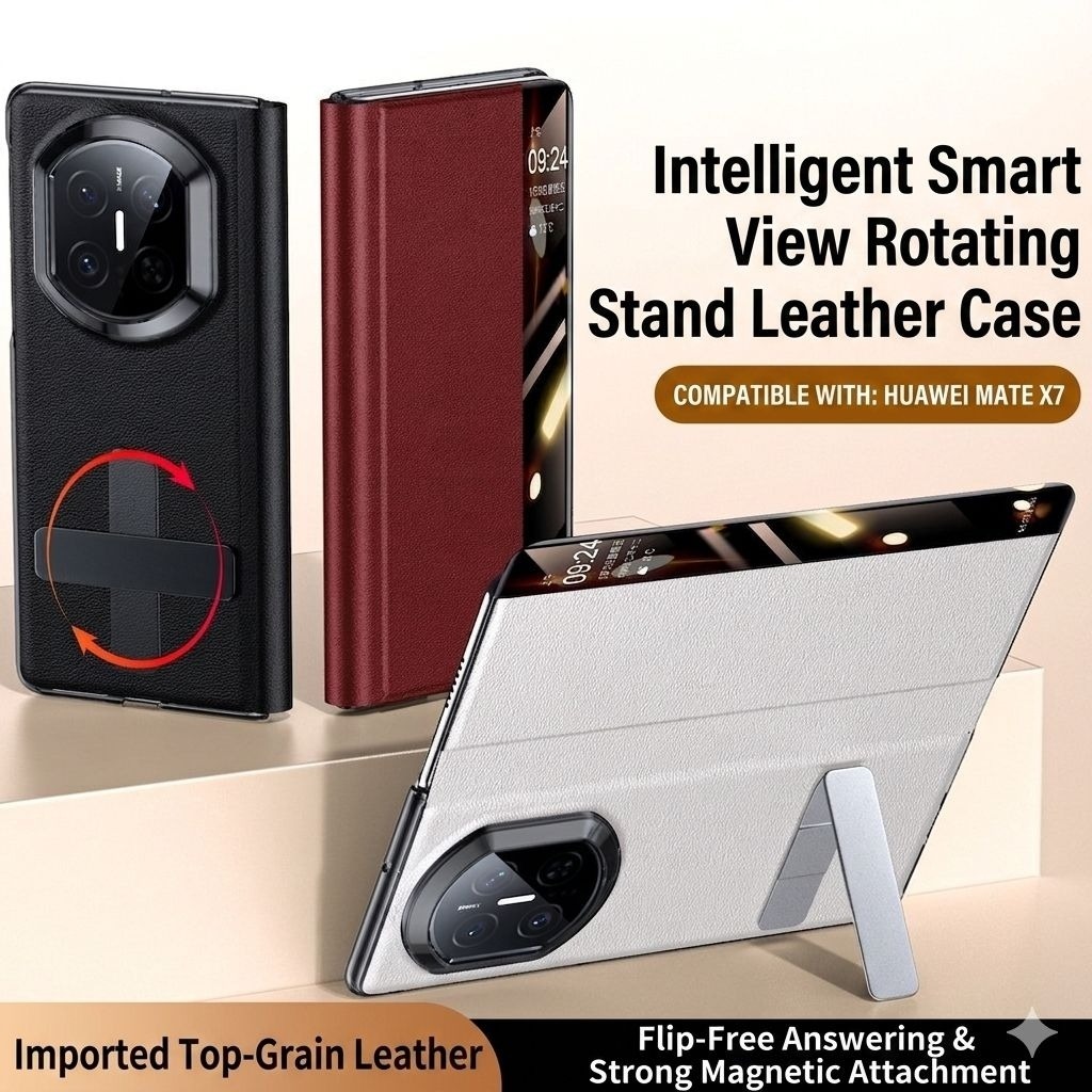 Flip Cover Huawei Mate X7 Smart View Rotating Kickstand Premium Leather Case