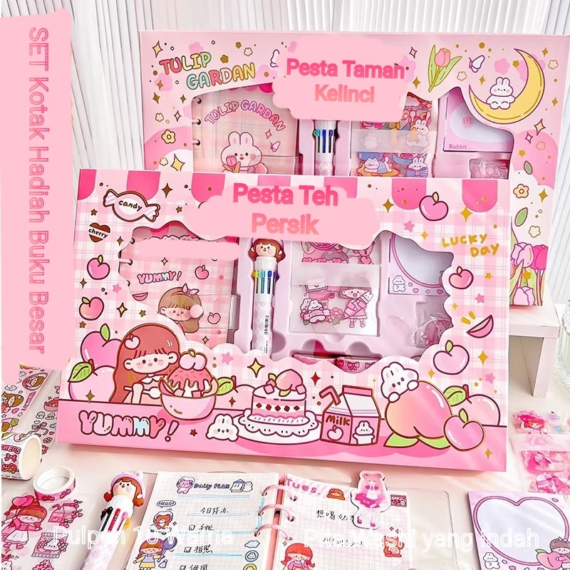 GiftBox Set Diary Paket Hadiah Set Buku Harian dan Alat Tulis Lucu untuk Jurnal dan Kado Book Journa