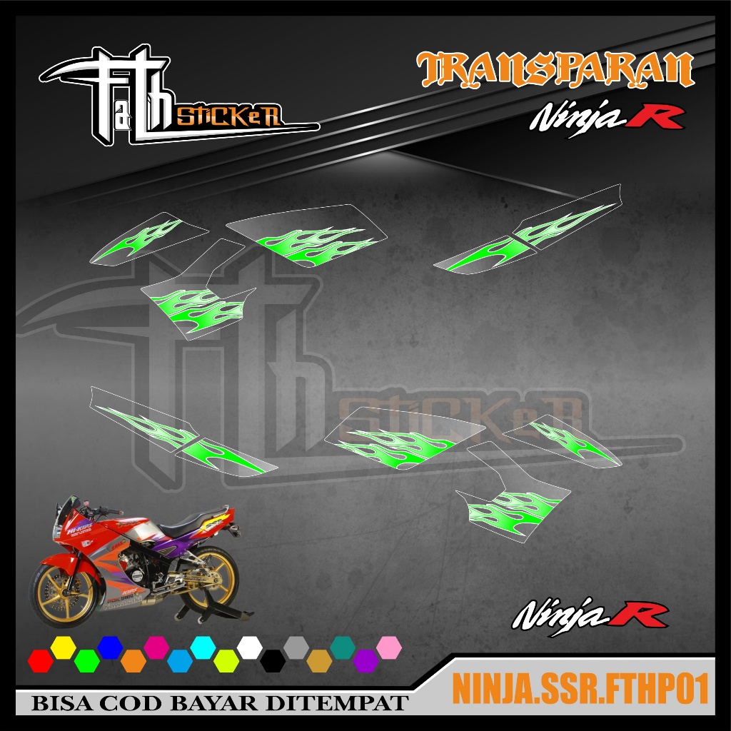 Striping TRANSPARAN NINJA SSR FTHP01 Variasi Stiker Sticker list body motor NINJA SSR Code FTHP01