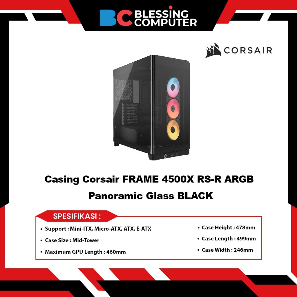 Casing Corsair FRAME 4500X RS-R ARGB Panoramic Glass BLACK