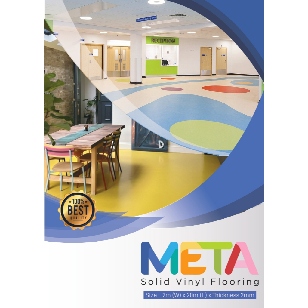 Vinyl Flooring META Motif Polos Tebal 2mm / Karpet Lantai Vinyl Roll Motif Solid / Vinyl Rol Gulunga
