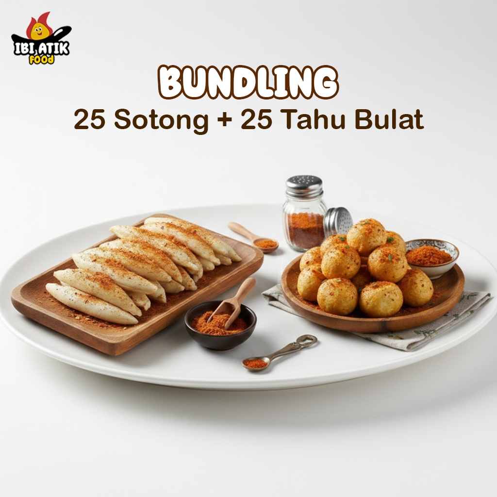BUNDLING Tahu Bulat 25pcs + Sotong Chrispy 25pcs mentah frozen siap goreng gurih