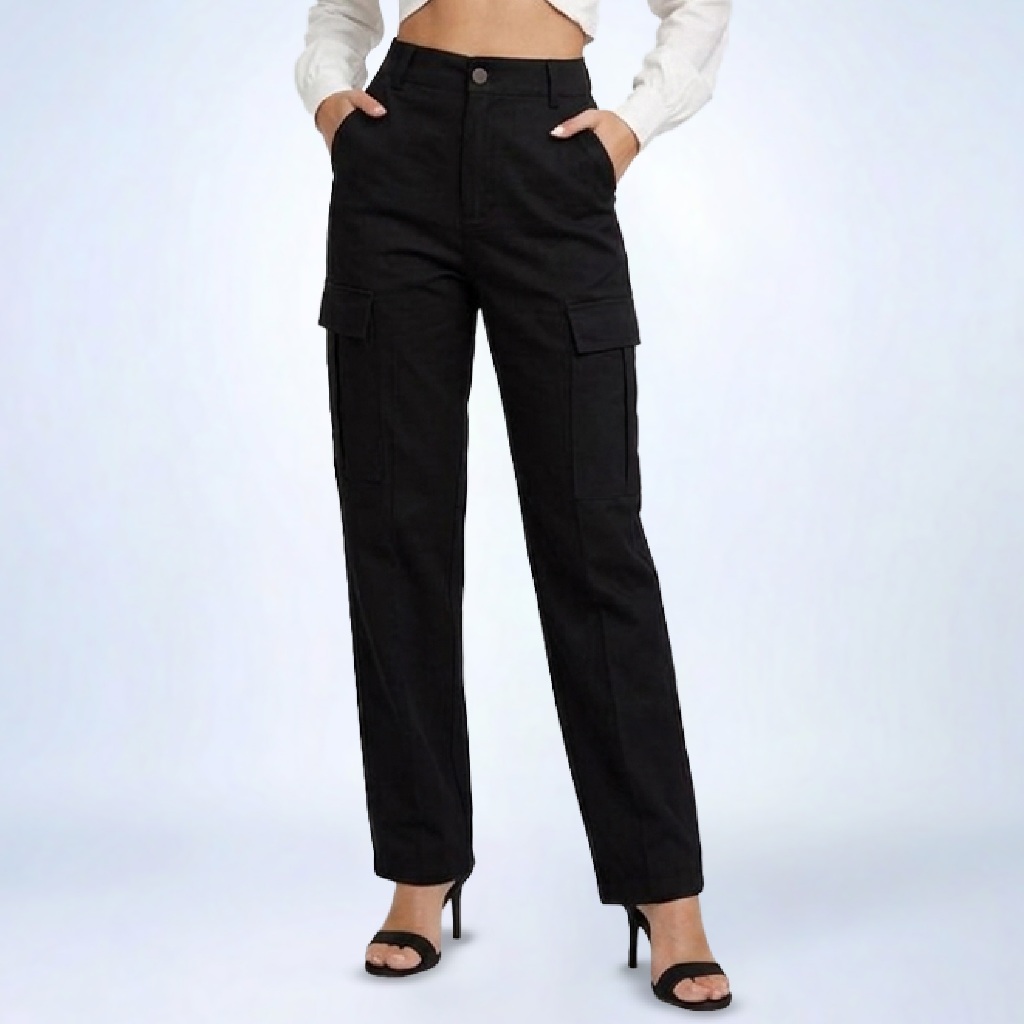 Emba Ladies - Felise Celana Jeans Cargo Wanita Casual Stretch