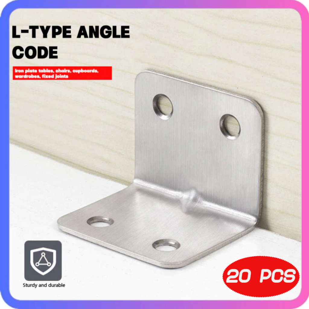 20 PCS Plat Siku L Besi Iron Corner Bracket Bracket Bracket Siku L Ambalan L Plat Siku-COD
