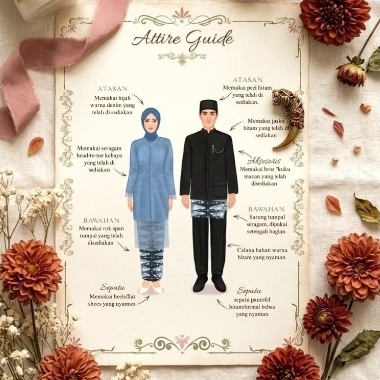 desain attire guide bridesmaid dan groomsman