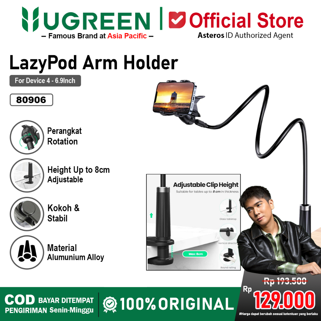 UGREEN Lazypod Stand Holder Phone 360° Penjepit Dudukan Handphone 6.9inch 80906