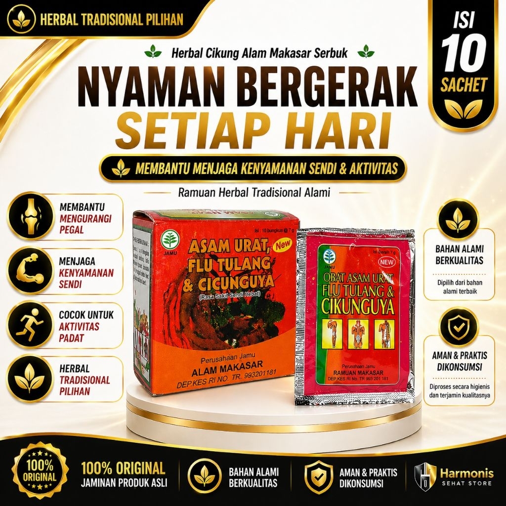 Cikung Alam Makasar Herbal Asam Urat Flu Tulang Serbuk Original 10 Sachet