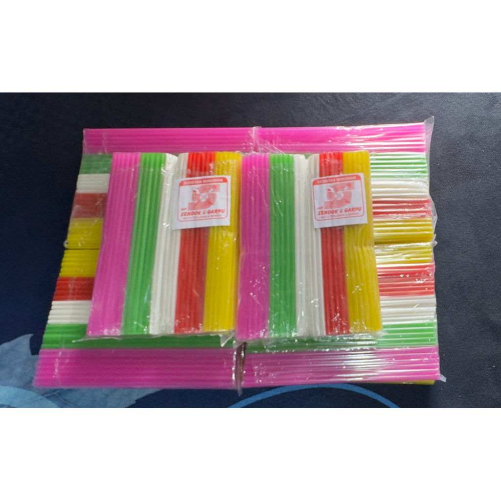 Sedotan warna warni plastik Strow warna warni
